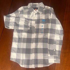 The Children's Place Gray and White Plaid Button Down Shirt